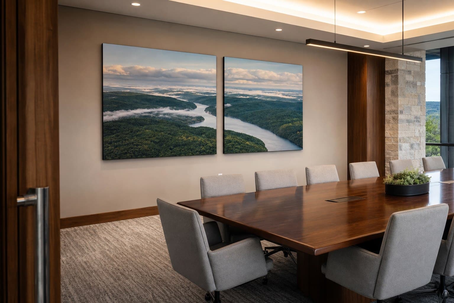 Regional wall panels in a professional conference room